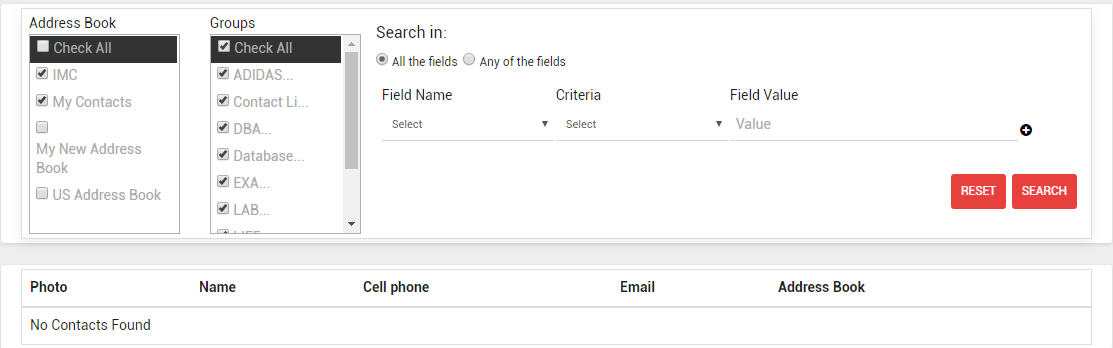 Contact Report Search Form
